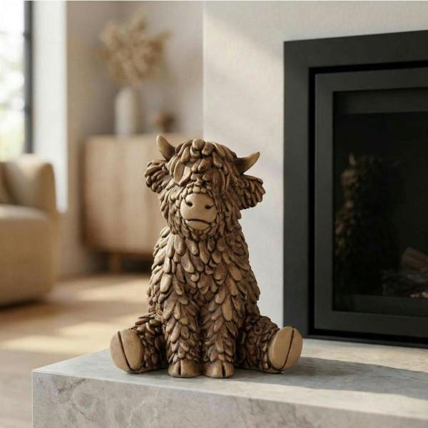 Garden Greatness Sitting Hughie Highland Cow Ornament