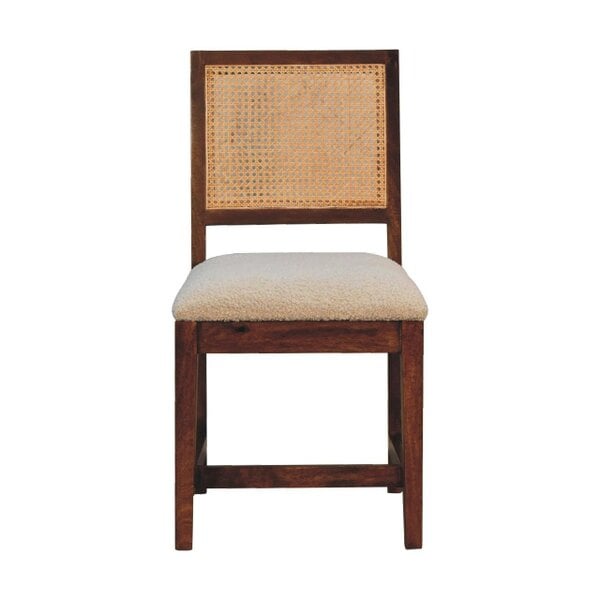 Wyld Haus Holualoa Cream Boucle and Mango Wood Rattan Chair