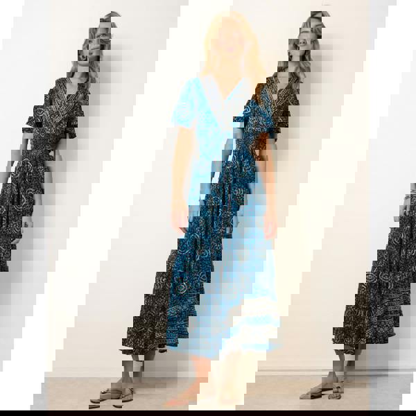 Blue Vanilla Wrap Over Tie Back Maxi Dress