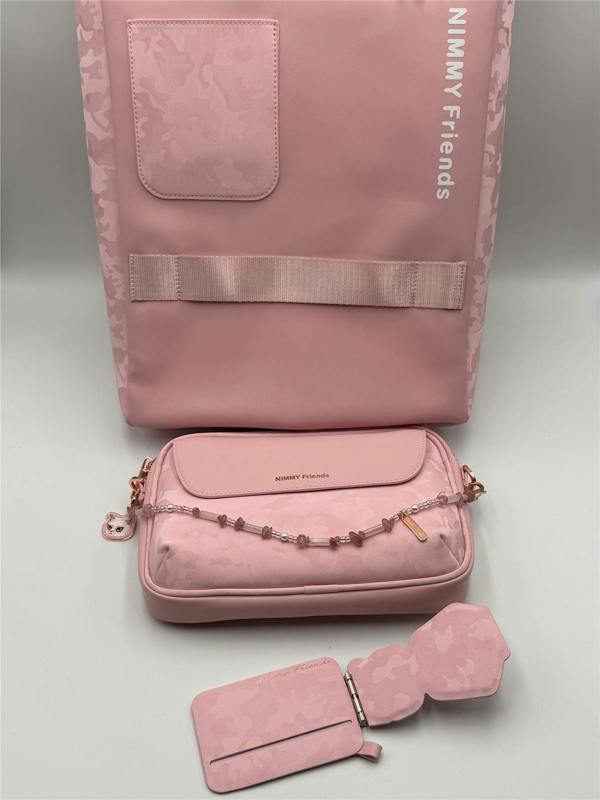 Nimmy Friends Nimmy Magnetic Fashion Series Combo White Cat Laptop Backpack with Detachable Pouch Pink - N-CXMC-STSJDNBZH-04