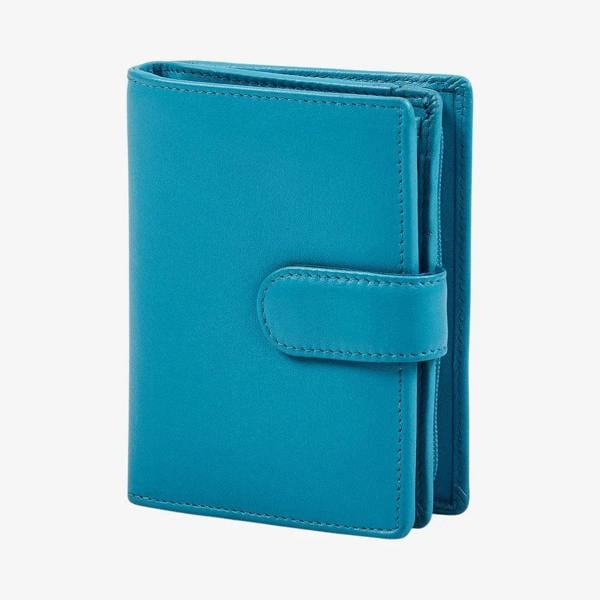 Miami medium zipped trifold ladies leather purse in turquoise made from 
real leather 