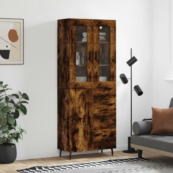 Berkfield Highboard Smoked Oak 69.5x34x180 cm Engineered Wood