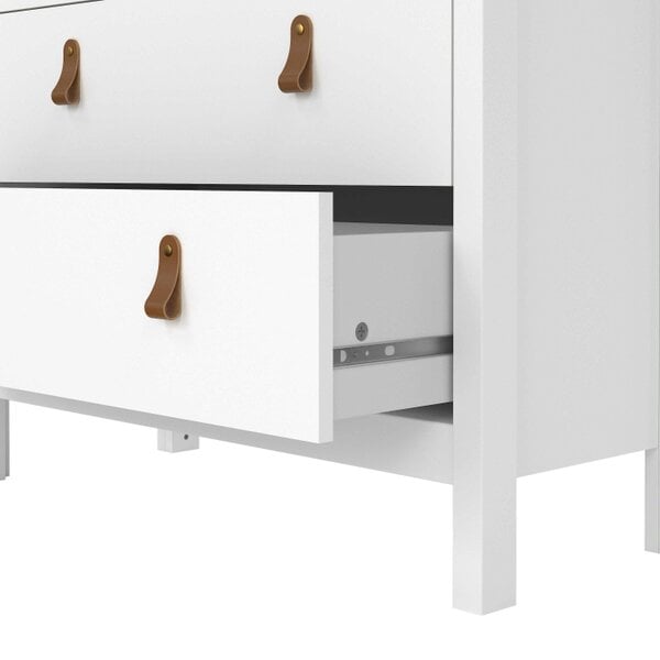 Wyld Haus Wildberry Matt White Wooden China Cabinet 2 Glass Doors 3 Drawers Leather Handles