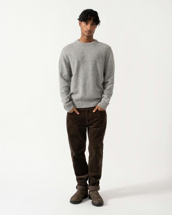 GANT Mens Wool Blend Neps Crew Neck Sweater - 93 Grey Melange