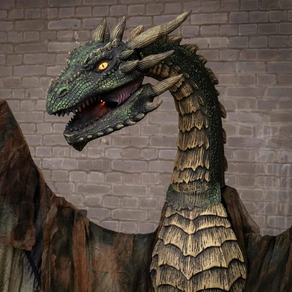 Samuel Alexander 7ft Giant Sized Dark Forest Dragon Halloween Animatronic Decoration with LED Eyes