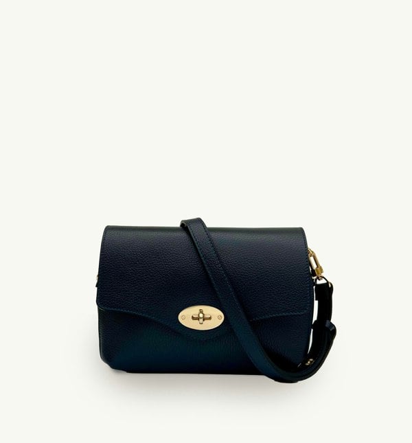 Apatchy London The Maddie Midi Leather Handbag - Navy