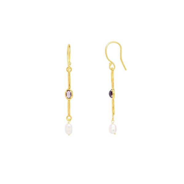 Spero London Sterling Silver Textured Pearl Drop Earring