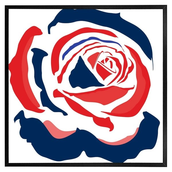 Benjamin Tate Design Red & blue rose print (picture Frame)