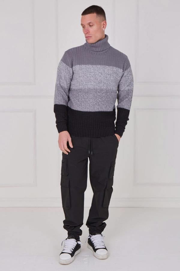 Men's Textured Roll Neck Jumper
