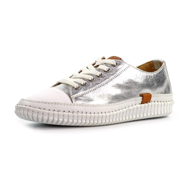 Lunar Womens Starlet II Leather Plimsolls - Silver
