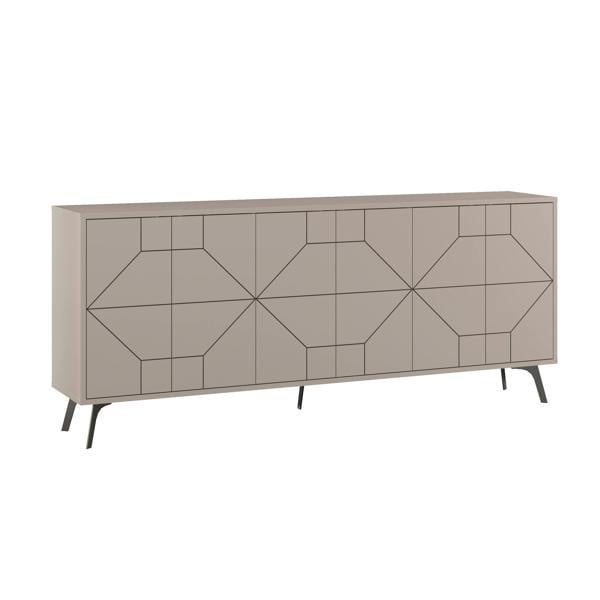 Decortie Dune Gold Marble Effect Geometric 6 Door Sideboard with Metal Legs (W) 181cm