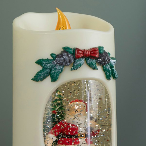 Samuel Alexander 20cm Dual Powered Light up Christmas Pillar Candle Water Spiner with Santa and LEDs