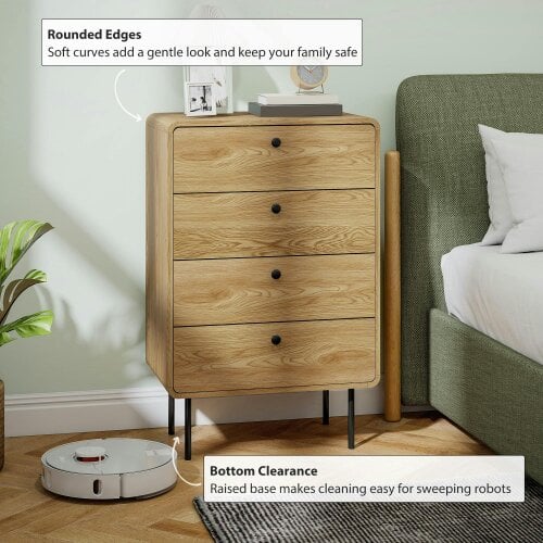 Wyld Haus Elmira Wood Oak Finish 4 Drawer Modern Storage Chest