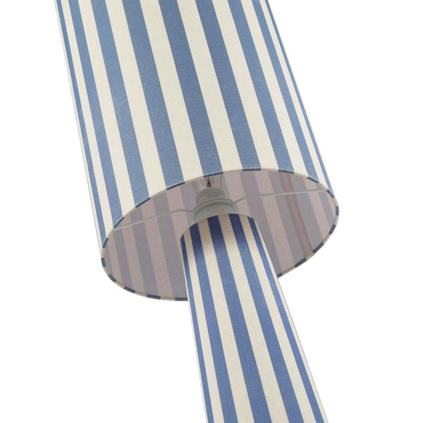 Amparo Blue and Oatmeal Linen Floor Lamp with Fabric Shade and Base Image 3