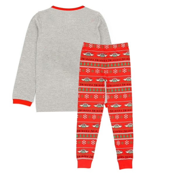 Friends Girls Christmas Pyjama Set - Grey/Red