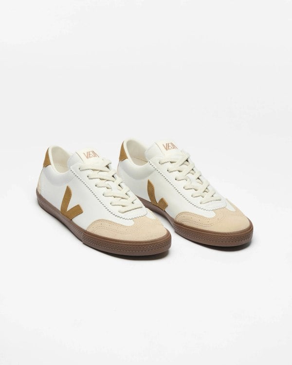 VEJA Volley Leather Womens Trainers - White/Tent/Bark