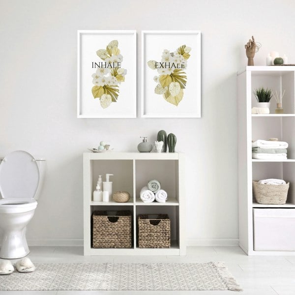 Boho bathroom wall decor | Set of 2 wall art prints