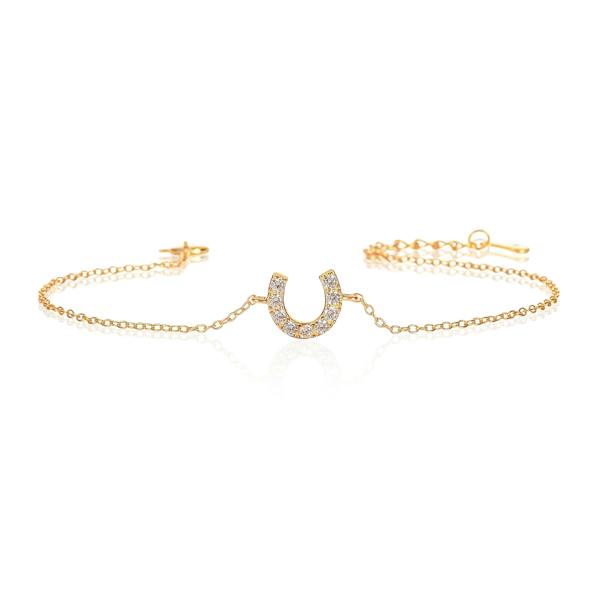 namana Gold Plated Dainty 925 Sterling Silver Lucky Horseshoe Bracelet For Women
