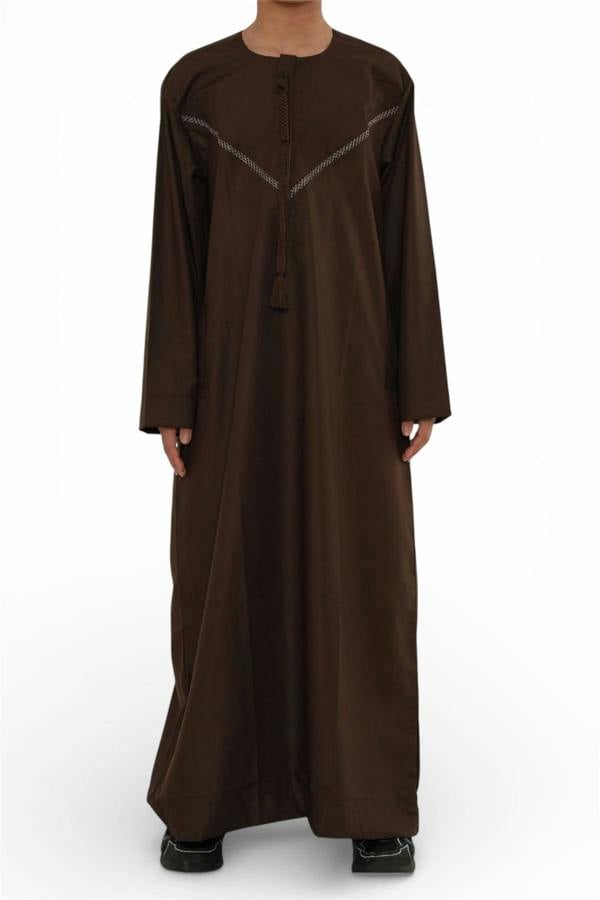 Infinity Leather Kids Boys Moroccan Embroidered Djellaba Islamic Jubba Robe Tassel Ramadan Thobe
