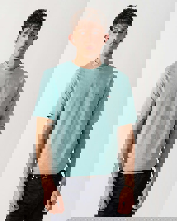 GANT Mens Regular Fit Short Sleeve Shield Logo T-Shirt - 323 Muted Turquoise main