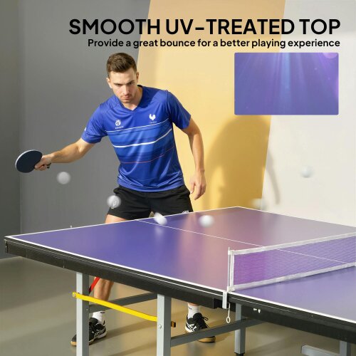 SPORTNOW 9 ft Folding Ping Pong Table Top for Billiard Tables with Net