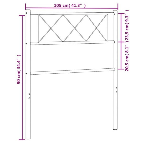 Berkfield Metal Headboard White 105x90 cm