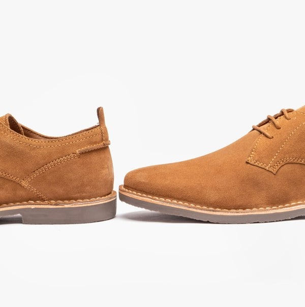 Popps JONAS Mens Suede Desert Shoes Cognac