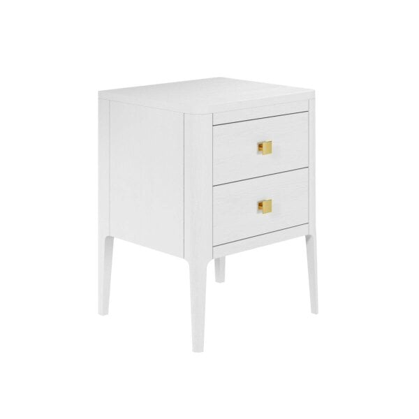 Wyld Haus Paraty White Wood Grain Two Drawer Bedside Table