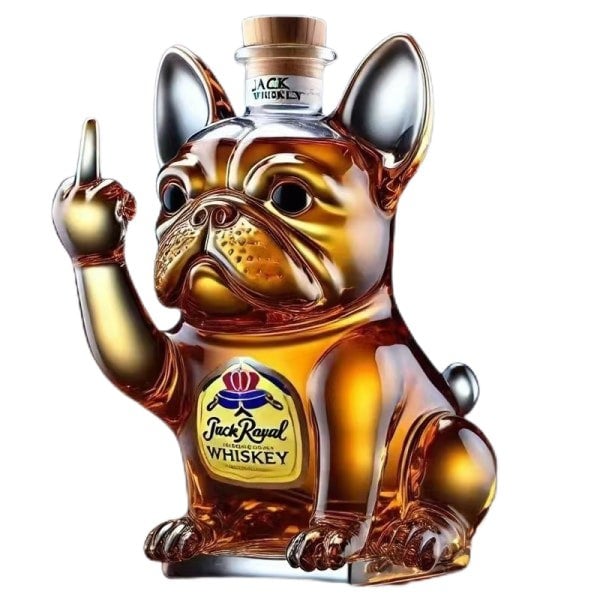 Leaper Creative Transparent Glass French Bulldog Whiskey Bottle