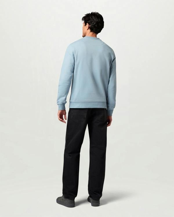 Belstaff Mens Logo Sweatshirt - Mist Blue | CHO | Designer Mens Crew Neck Sweatshirts