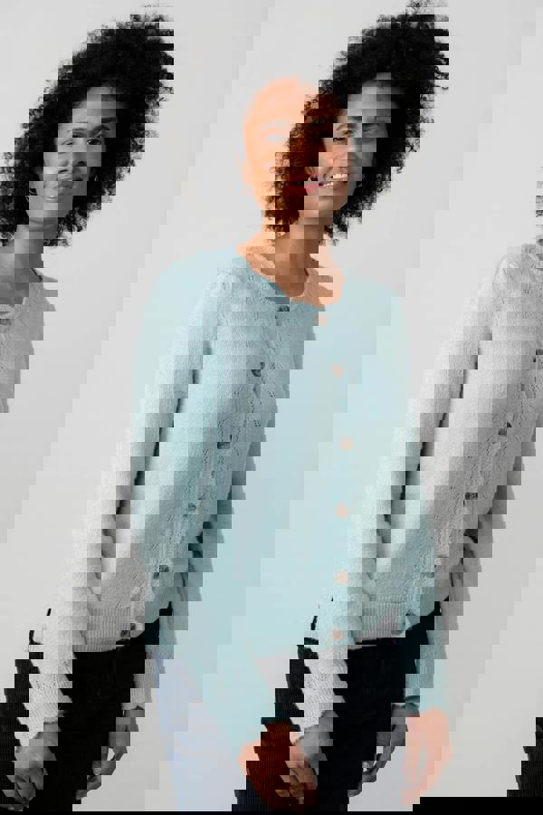 Lily & Me Layla Pointelle Knit Cardigan Ice Blue