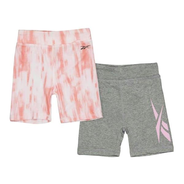 Reebok Girls Tie Dye Slim Cycling Shorts (Pack of 2) - Silver Tie Dye - 
