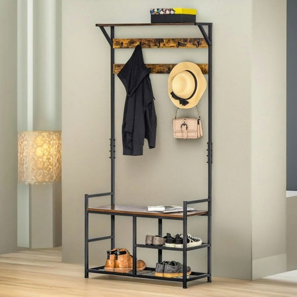 Rafaelo Mobilia Industrial 180CM Tall Coat Stand With 9 Hooks