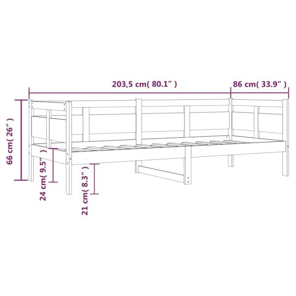 Berkfield Day Bed White Solid Wood Pine 80x200 cm