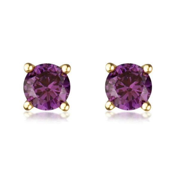 Spero London 9ct Gold Amethyst Stud Earrings