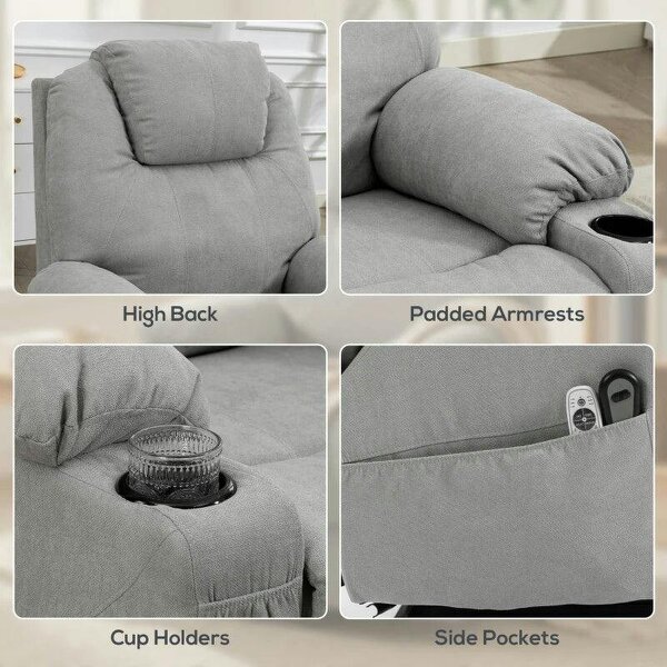 Power Lift Recliner Chair with Pocket Spring, Electric Lift Chair with Wide Backrest, Light Grey