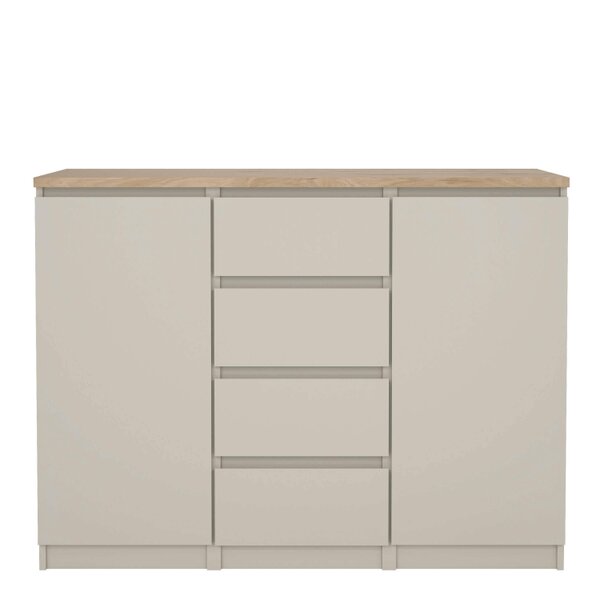 Wyld Haus Budapest Cream and Natural Oak Effect Sideboard 2 Doors 4 Drawers