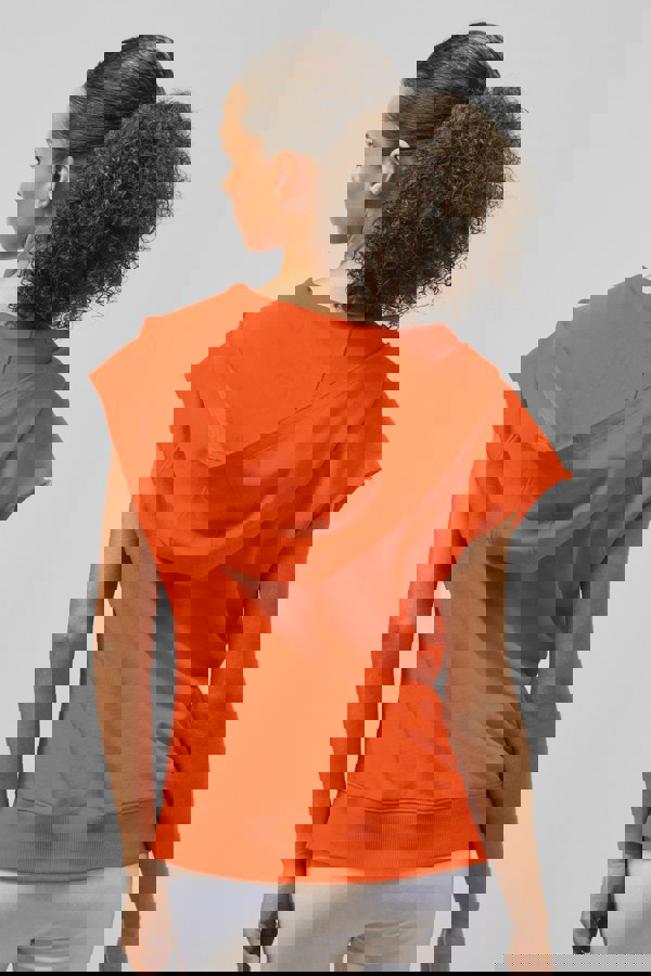 ENORSIA Sleeveless Raw Edge Hoodie