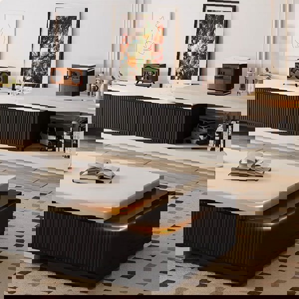 Bonnie TV Stand Set With Coffee Table, Black & White-Rit Concept-Rit Concept