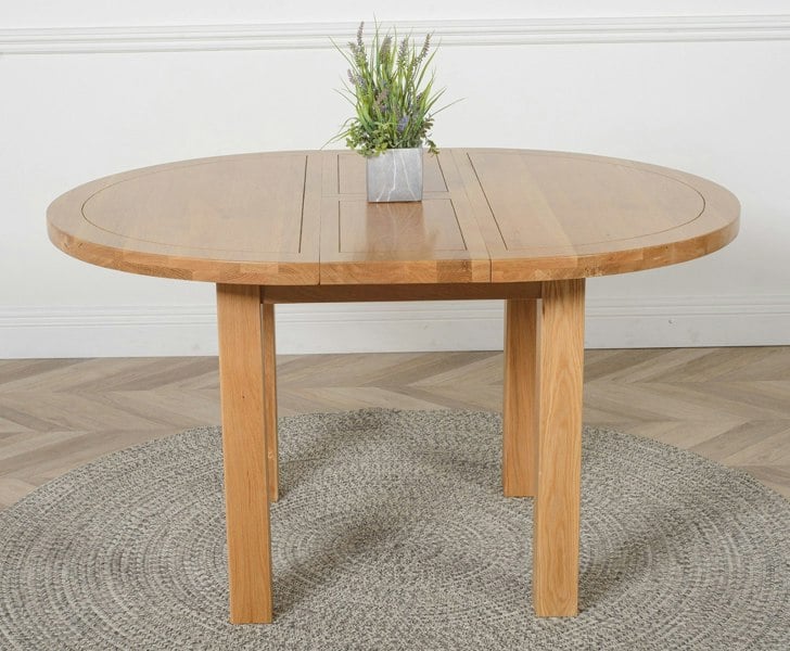 That's Furniture Edmonton 110 - 140cm Solid Oak Extendable Round Dining Table