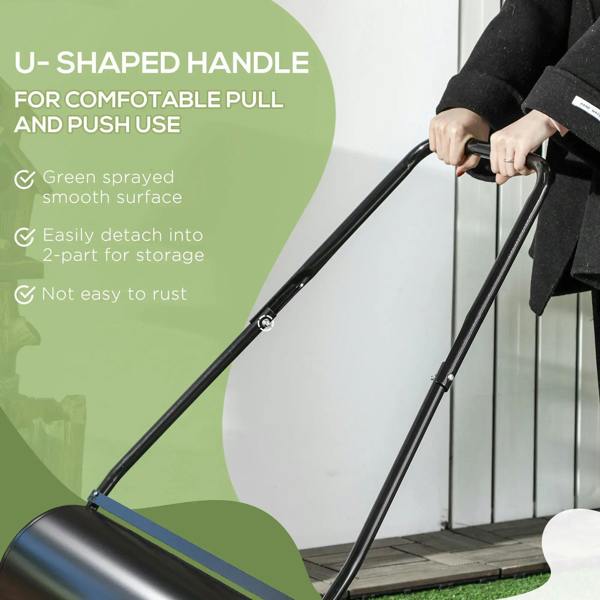 Black lawn roller with U-shaped handle and smooth pull-and-push frame