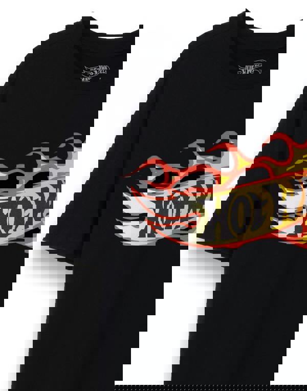Hot Wheels Mens Black Flames Short Sleeved T-Shirt