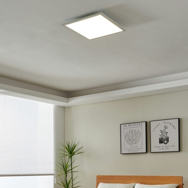EGLO Salobrena 1 Ultra-Slim Modern White Square LED Ceiling Light WBS