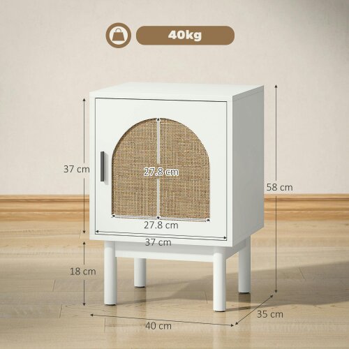 Wyld Haus Luna White Wooden Rattan Bedside Table With Door