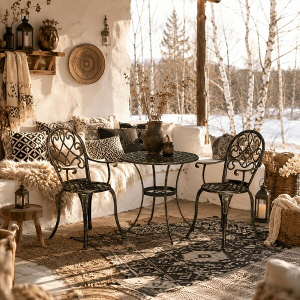 Wyld Haus Ziraro Aluminium Bronze Tone 3 Piece Elegant Garden Bistro Set
