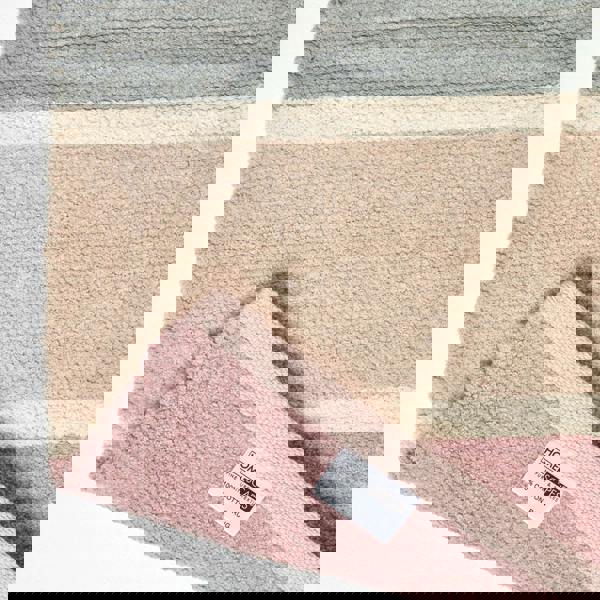 HOMESCAPES Cotton Chenille Striped Rug Blue Beige Purple Grey Natural