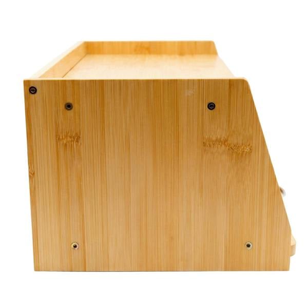 Maison des Cadeaux Bamboo Bread Box with Slide-Out Chopping Board