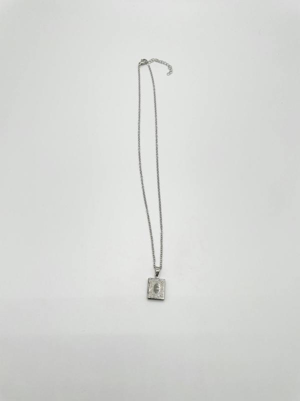 SVNX Booklet Locket Pendant Necklace in Silver