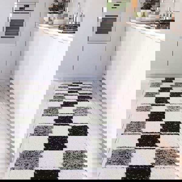 Geometric Design Thick Shaggy Area Rugs Grey