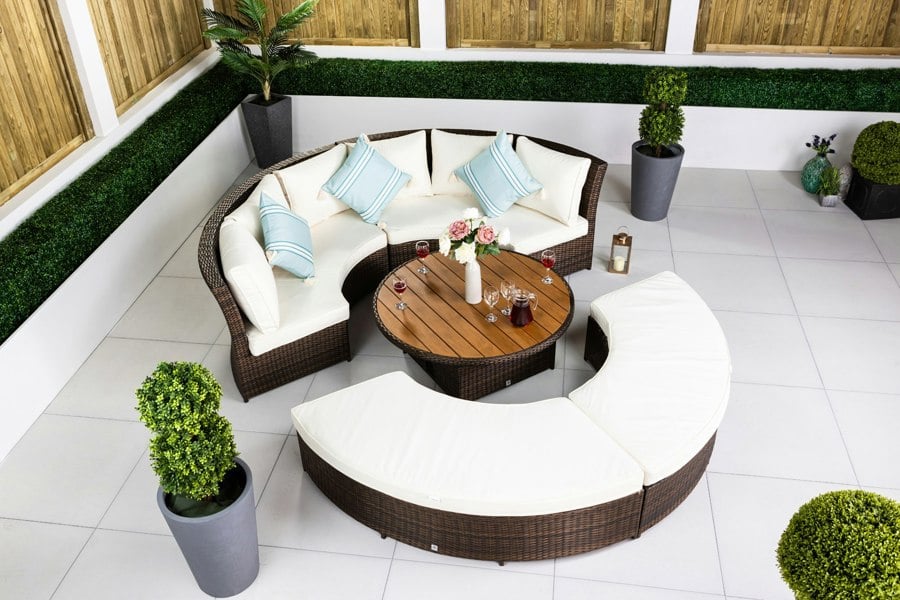 Giardino Delphi 3-in-1 Modular Round Sofa Daybed & Dining Set